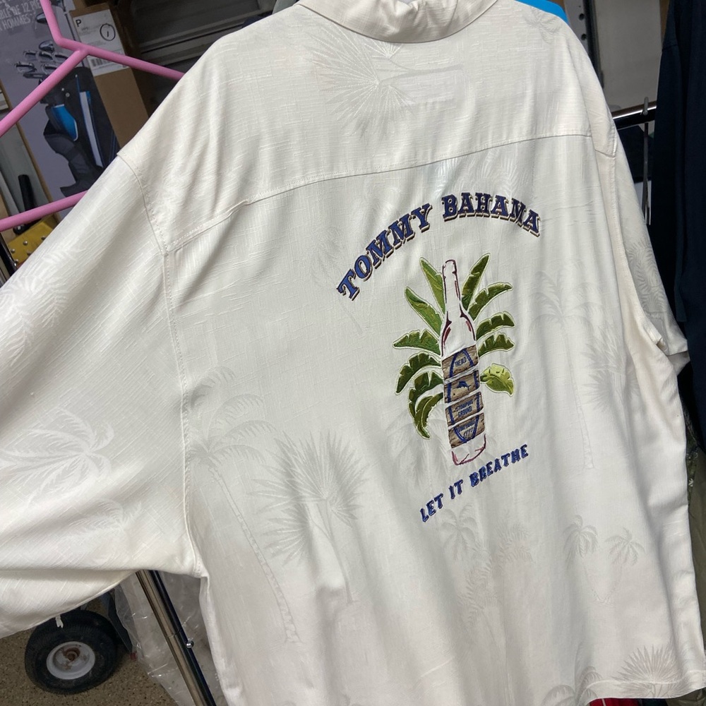 Tommy Bahama Cream Shirt with Palm Embroidery